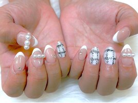 ツイードネイル/パールネイル