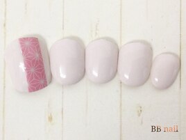 和柄フットネイル　麻の葉模様