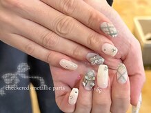 エマネイル プラスキハクヤ 肥後橋店(EmaNail+KIHAKUYA)/チェック×メタリックパーツ☆