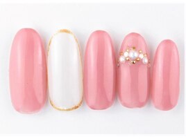 美爪カラー×パールデザイン