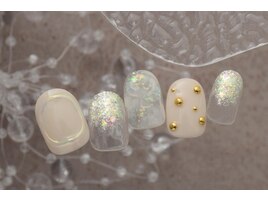 6600円　オーロラ　クリアネイル