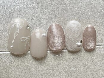 グレージュ×レースネイル