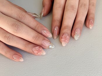 ランド ネイル 博多(LAND)/チークネイル×リボン by.rena