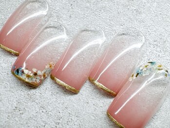 チェリーズネイル(Cherrys Nail)/春 押し花 グラデーションネイル