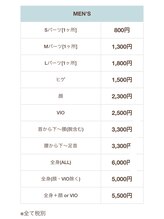 エムズスタイル ネイルバー(M's Style NAIL BAR)/パーツ別シェービング料金表