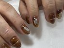 定額制ネイル　ベッコウ柄