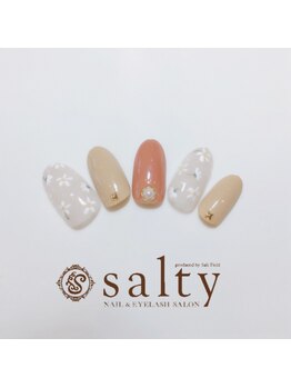 ネイルアンドアイラッシュサロン ソルティ 寺田町(salty)/手書きフラワー