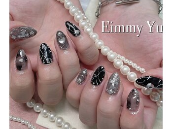 天然石風ブラックネイル♪
