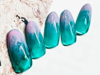 グリーン×ピンク