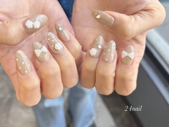 ニーヨンネイル(24nail)/ホワイトパーツネイル