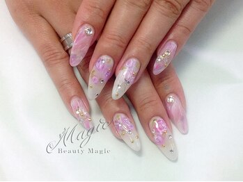ネイルサロン ビューティーマジック 川口店/薔薇マーブルネイル