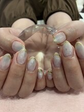 チェリーブロッサム(A CHERRY BLOSSOM)/白と青のマーブルゴールドアート