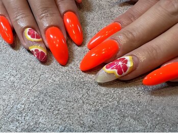オレンジ　フルーツネイル