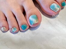 ネイルサロン イントゥ(into_)/フット　ニュアンス　ブルー