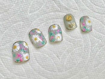 ティーエス ネイル ガーデン(T.S Nail Garden)/油絵風花柄