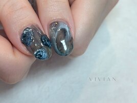 ニュアンス　ブルー　フラワー
