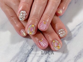 ネイルアトリエルカ(nail atelier LUCA)/M-823 ピンクマーメイドネイル