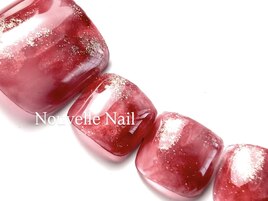 赤ニュアンス　フットネイル