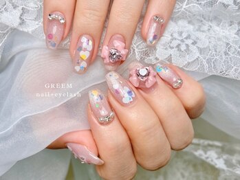 夏のハートホログラムネイル