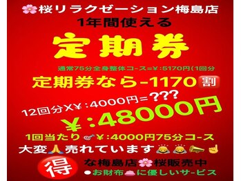 桜 梅島店/定期券・全身整体75分
