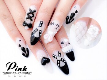 ネイルコレクション ピンク(Nail Collection Pink)の写真/華やかロングネイルはアクリルで作る【スカルプチュア】や【長さだしジェルチップ】等お好みで☆画像持参可