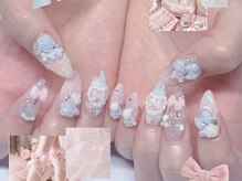 ベティネイル アイラッシュ(Betty Nail)/ピンク×ブルーレースネイル