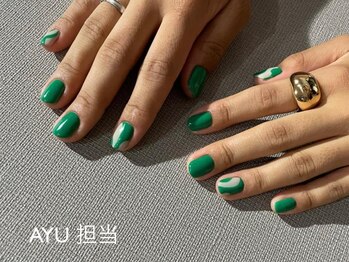 グリーン シンプルアートネイル