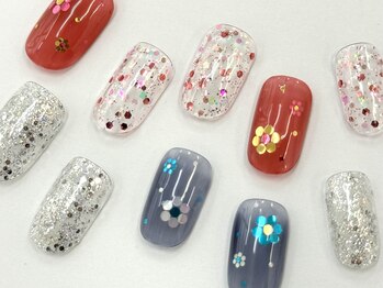 ネイルサロン クイール 小山店(NAIL SALON QUILL)/ワンカラー×ホログラム×ラメ
