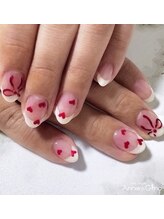 ネイルサロン アニーアンドジーノ(NAIL SALON Annie&Gino)/《白フレンチリボンネイル》