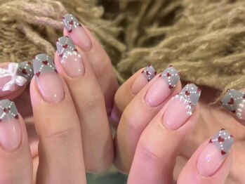 ジェミーネイル エビス(Jemiy nail ebisu)/ハートチェックフレンチ