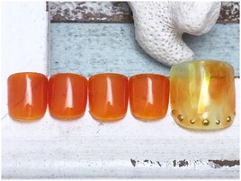サンセットカラー　フットネイル