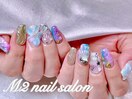 水面プルメリア夏ネイル
