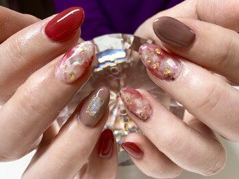 ダブルムーンビューティフル(DOUBLEmoonBeautiful)/大人ボルドー大理石＆グレージュ