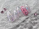 ハートホログリッターネイル