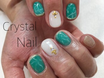クリスタルネイル ボンベルタ橘店(CRYSTAL NAIL)/ワンカラーネイル×アート