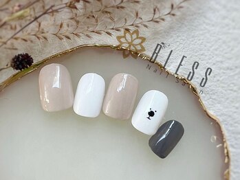 ネイルアンドアイラッシュサロン ブレス 長町南駅店(BLESS)/つぶらな瞳のくまちゃんネイル♪