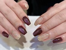 ネオリーブシェリエ 浅草店(Neolive cherie)/ボルドーマグビジューネイル