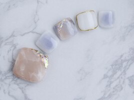 サマーマーブルフットネイル