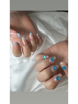 フラワーズネイル(flowers nail)/くすみブルー