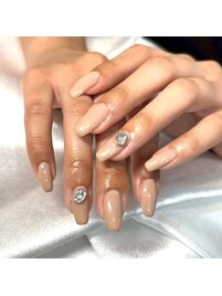 ワンカラー/ビジューネイル