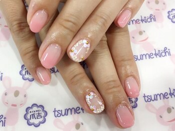 ネイルサロン 爪吉/ホロのお花の清涼感ネイル☆