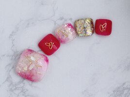 サマーピンクフットネイル