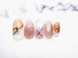 ラメホロオレンジネイル初￥6980