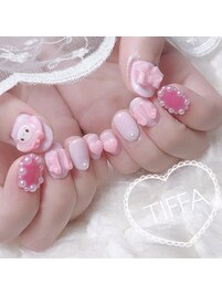 ピンク3Dネイル