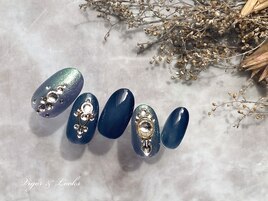 ブルー　ストーン ラメ