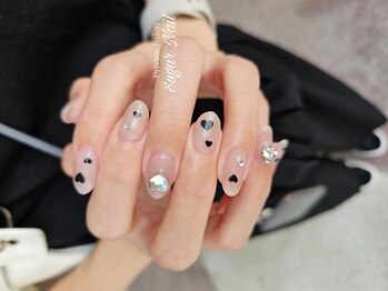 シュガーネイル(sugar nail)/ハート×ビジューネイル