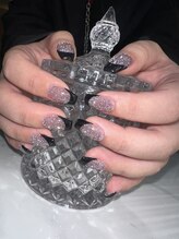 クリア(Clear)/フラッシュ × 黒フレンチ