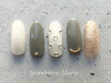 サロンストロベリームーン(Salon Strawberry Moon)/ストーンアートネイル　￥7980