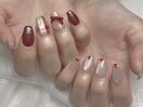 赤チェックネイル