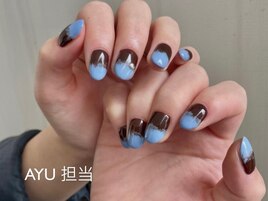 バイカラー　マーブルネイル